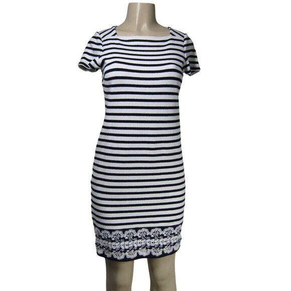 TALBOTS Stripe S Petite PREPPY Nautical Sporty Knit COASTAL Beach Classic Dress - Picture 1 of 12